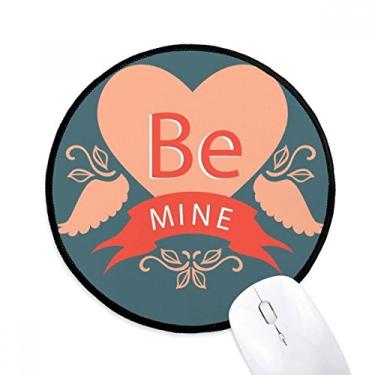 Imagem de Mouse pad Be Mine dia dos namorados rosa vermelho para escritório tapete redondo para computador