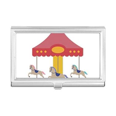 Imagem de Carrossel Colorido, estampa de parque de musementos, porta-cartões de visita, caixa de bolso