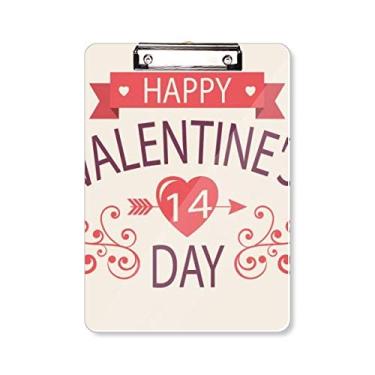 Imagem de Bloco de notas vermelho Feliz Dia dos Namorados 14 Coração Flecha Prancheta Pasta Bloco de notas A4