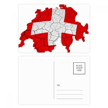 Imagem de Mapa da Suíça com estampa de bandeira abstrata, conjunto de cartão postal de aniversário para enviar cartão de agradecimento