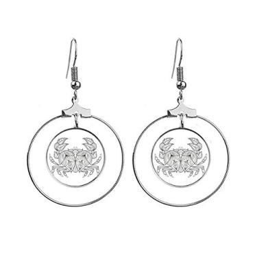 Imagem de Ocean Paint Run Red Line Art Deco, brincos modernos pendurados argola joia círculo gota