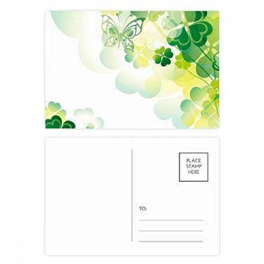 Imagem de Butterfly Four Leaf Clover St.Patrick's Day conjunto de cartão postal aniversário correspondência cartão de agradecimento