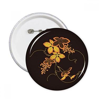 Imagem de Pintura japonesa marrom flor redonda broche distintivo decoração roupas 5 peças presente