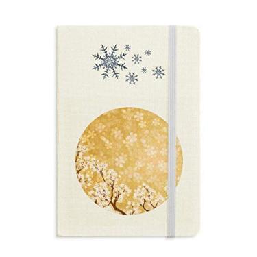 Imagem de Caderno Sakura com estampa de pétalas brancas japonesas espessas flocos de neve inverno