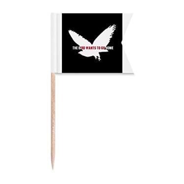 Imagem de Sinalizadores de palitos The Bird Wants To Go Home Marcação de etiquetagem para bolo de festa, comida de queijo