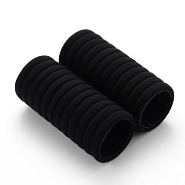 Imagem de Conjunto de 24 tiras de cabelo multicoloridas elásticas para rabo de cavalo sem vinco grosso sem costura algodão elástico laços de cabelo duráveis para mulheres, Preto