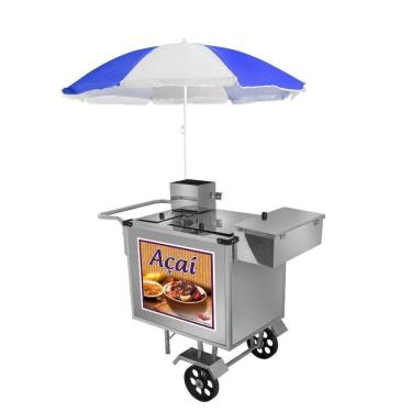 Imagem de Carrinho de Açaí Inox Guarda Sol Rodas Maciças L15M/GS Cefaz