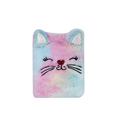 Imagem de Caderno de pelúcia adorável animal infantil para meninas mulheres adolescentes gato fofo caderno felpudo bloco de escrita A6 pautado 160 páginas