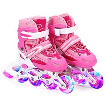 Imagem de Patins embutidos iluminantes ajustáveis com rodas iluminadas para crianças e adultos para meninas e meninos, homens e mulheres