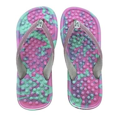 Imagem de Chinelo de Dedo Anabela para Esporão e Fascite Plantar Mundoflex - Pink/Verde Água