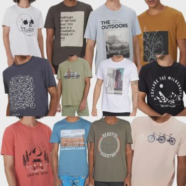 Imagem de Kit Camisetas Básicas Hering Estampada Masculina 3 Peças