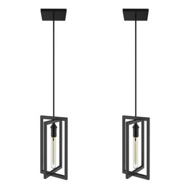 Imagem de Kit 2 Pendentes Luminárias Moderna Industrial Preto