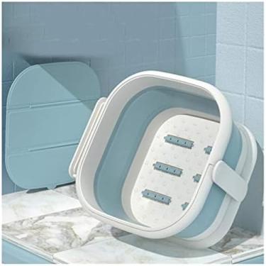 Imagem de Novo Banho De Pés Massageador De Spa Para Pés Embebendo Seus Pés, Bacia De Plástico Grosso E Resistente Para Pedicure, Balde De Massagem, Barril De Banho De Pés Para Uso Doméstico,Azul,Com Capa,Bo