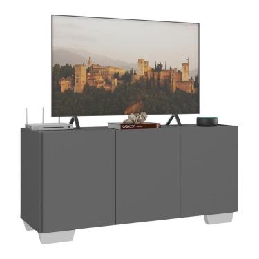 Imagem de Rack Para Tv Até 32 Polegadas Com 3 Portas Multimóveis Mp1068 Grafite/branco Grafite/branco