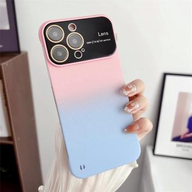 Imagem de Caso de luxo gradiente lichee padrão para iphone 13 12 11 14 pro max capa sem moldura, rosa azul, para iphone 14 pro