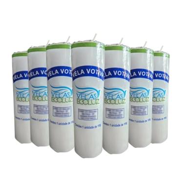 Imagem de Conjunto de 7 Velas Votivas Brancas de Parafina Pura 195g - Queima e Iluminação Limpa por até 7 Dias