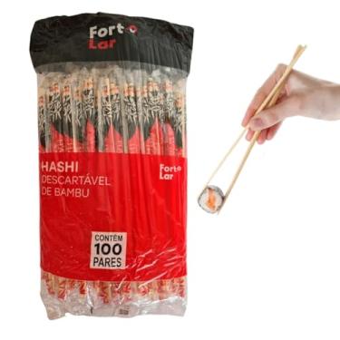 Imagem de Hashi Descartável Pauzinhos de Bambu Natural 20 Cm com 100 Pares Qualidade Superior Comida Japonesa Lámen Sushi Macarrão Miojo
