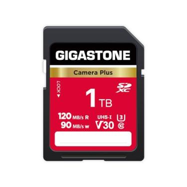 Imagem de GIGASTONE Cartão SD de 1 TB, câmera Plus, velocidade de até 120/90 MB/s, vídeo U3 SDXC Ultra HD UHD para DSLR, câmera Canon, Nikon, Sony, Pentax, Kodak, Olympus, Panasonic, com 1 mini capa