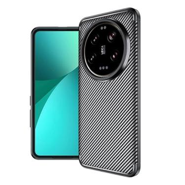 Imagem de CruzerLite Capa feita para Xiaomi Mi 14 Ultra, capa com design de textura de fibra de carbono, antiarranhões, absorção de choque, capa para Xiaomi Mi 14 Ultra (2024) (preto carbono)