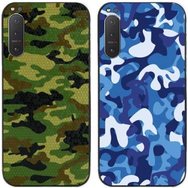 Imagem de 2 peças de capa de telefone traseira de silicone em gel TPU impresso camuflagem legal para telefone Sony Xperia (Sony Xperia 5 II)
