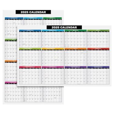 Imagem de Calendário de mesa completo 2025 - 28 x 43 cm, tamanho grande, agenda de 12 meses - reversível vertical e horizontal de dois lados - impresso em cartolina grossa e durável de 36 kg (216 gsm) - 2 por