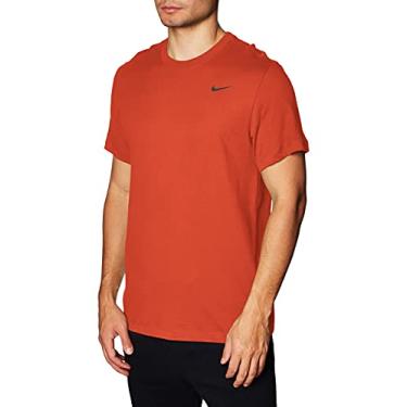 Imagem de Nike Camiseta masculina seca, camiseta masculina Dri-FIT de algodão sólido para homens, laranja time/preta, M