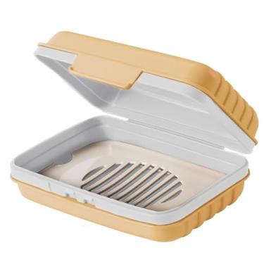 Imagem de Suporte para sabonete de viagem, sabonete em barra, recipiente de viagem, saboneteira portátil, caixa para viagens, camping, caminhadas, academia, banheiro, férias, ao ar livre (Laranja)