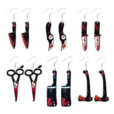 Imagem de Conjunto de brincos de faca gótica para mulheres, meninas, personalizado, acrílico, leve, vintage, punk, gótico, Halloween, espada, tesoura, machado, adaga, pingente, gota, brincos engraçados,