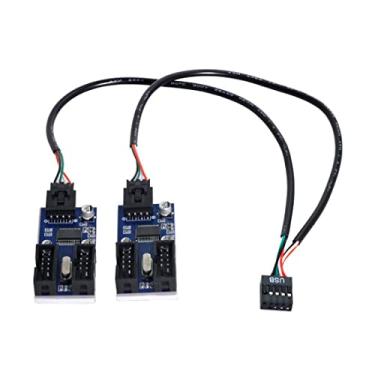 Imagem de chenyang Conector USB 2.0 para painel frontal 9 pinos/10 pinos 1 a 4 HUB 9 pinos/cabo divisor adaptador de extensão de cabeçalho de placa principal de 10 pinos