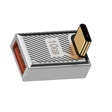 Imagem de cablecc Dados de 10 Gbps 120W Potência USB-C USB 3.1 Tipo C para USB 3.0 A Tipo OTG Up Angled Adapter Alloy Shell Mecha Cyberpunk Style