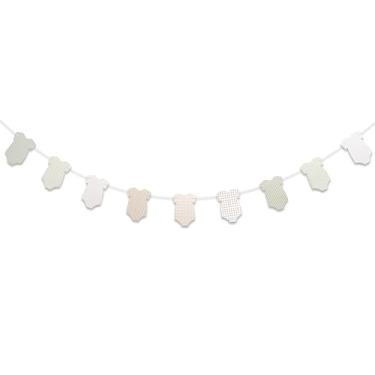 Imagem de ZAIBIANHAO Faixa de roupas de bebê - Macacões de manga curta para chá de bebê, varal de roupas faixa de festa de aniversário, material de festa neutro revelador de gênero (mancha de roupas de bebê)