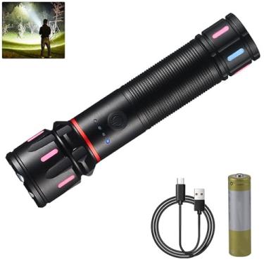 Imagem de Lanterna de luz forte fluorescente barra de cor telescópica zoom liga de alumínio longo alcance lanterna laser branco type1