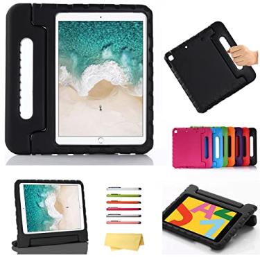 Imagem de UUcovers Capa infantil para iPad 9ª/8ª/7ª geração de 10,2 polegadas com alça rotativa/suporte, leve, espuma vinílica acetinada, à prova de choque, resistente, suporte para iPad de 10,2 polegadas 2021