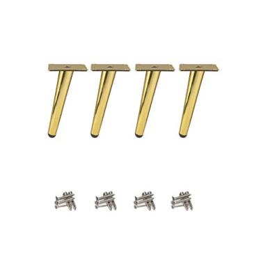 Imagem de 4 peças de pernas de mesa oblíquas, pernas de armário de metal, pernas de móveis em cone, aço inoxidável, colocação de base silenciosa antiderrapante para sofás, mesas e outras pernas de móveis (reto