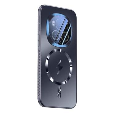 Imagem de POYUFRG Capa magnética para Honor Magic 6Pro/6, capa de carregamento sem fio, proteção total para lentes de policarbonato antiarranhões, capa fina, preta, 6pro