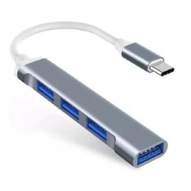 Imagem de Hub Usb-C Type-C para 4 Portas Usb 3.0 5 Gbps para Notebook Prata - DE