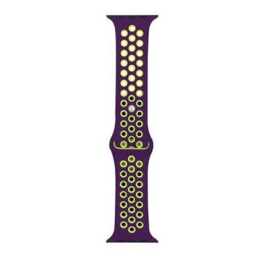 Imagem de Pulseira Furos Compatível Apple Watch - Baú do Viking, Roxo Verde, 38-