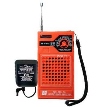 Imagem de Rádio portátil rm-psmp32 motobras com eliminador de pilha,  Laranja