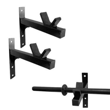 Imagem de Suporte Barra Fixo na Parede Treino Musculação Fitness - Rei do Fitnes