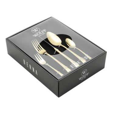 Imagem de Faqueiro 30 peças de aço inox PVD Dourado com Gift Box Berna Wolff - 7