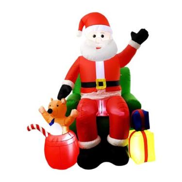 Imagem de Papai Noel Inflável Poltrona Luz Led Decoração Natal 2,3m - Top Natal