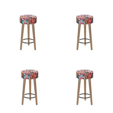 Imagem de Conjunto 4 Bancos Banqueta Paris Pés Palito Suede Retrô Salaone