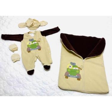 Imagem de Macacao saida de maternidade para bebe tema safari e princesa para men