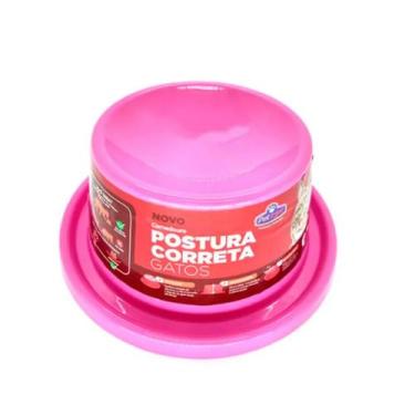 Imagem de Comedouro Elevado Antiformiga P/ Gatos Postura Correta RosaAzulPreto -