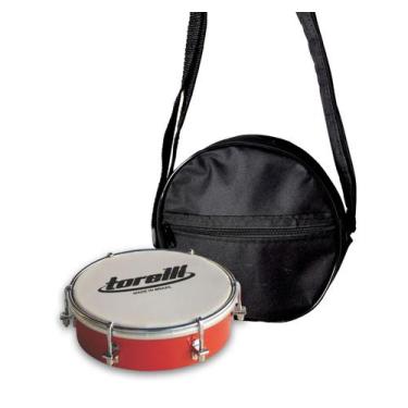Imagem de Kit Tamborim Pele Leitosa Torelli TT404 Verm e Bag Tamborim