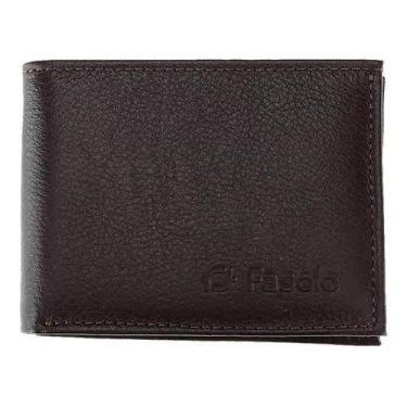 Imagem de Carteira Fasolo H007 Couro Masculina Básica Pequena, Café