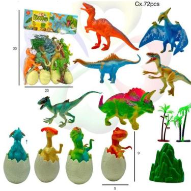 Imagem de Brinquedo kit dinossauros 12 peças com ovos e floresta - toys