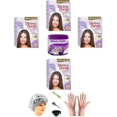 Imagem de Hene em Po Divina Dama 04x50gr Jaborandi (Incolor, Chocolate, Preto, A