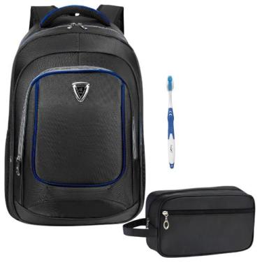 Imagem de Kit Mochila Executiva Premium Plus Com Nécessaire - Mormino, Azul