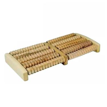 Imagem de Massageador De Madeira Para Pés 5 Rolos Em Bambu Natural - Bamboo